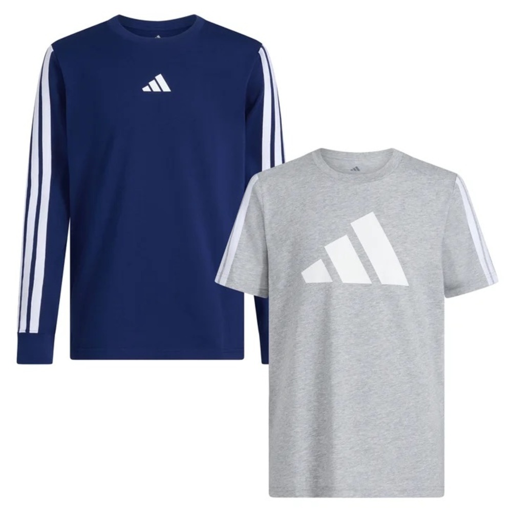 NEW! Adidas Kids 2-pack Long Sleeve & Short Sleeve Tee Bundle Size Medium 10/12